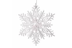 Новогоднее подвесное елочное украшение Снежинка резная, серебряная, 14,5x12,5x0,2 см, арт. 86703